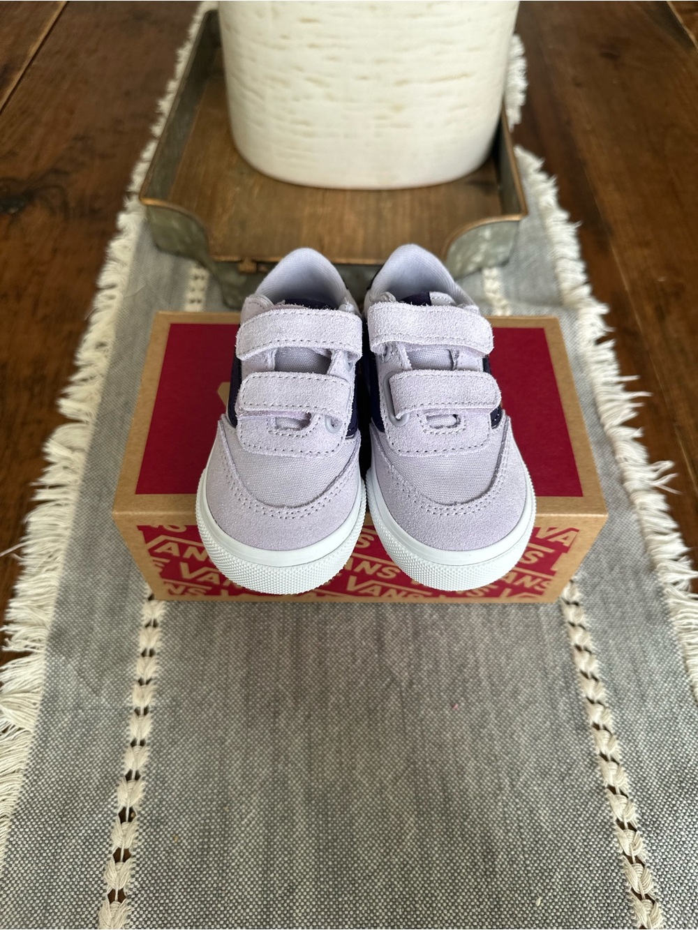 Vans Kids Lavender Suede Hook-and-Loop Sneakers